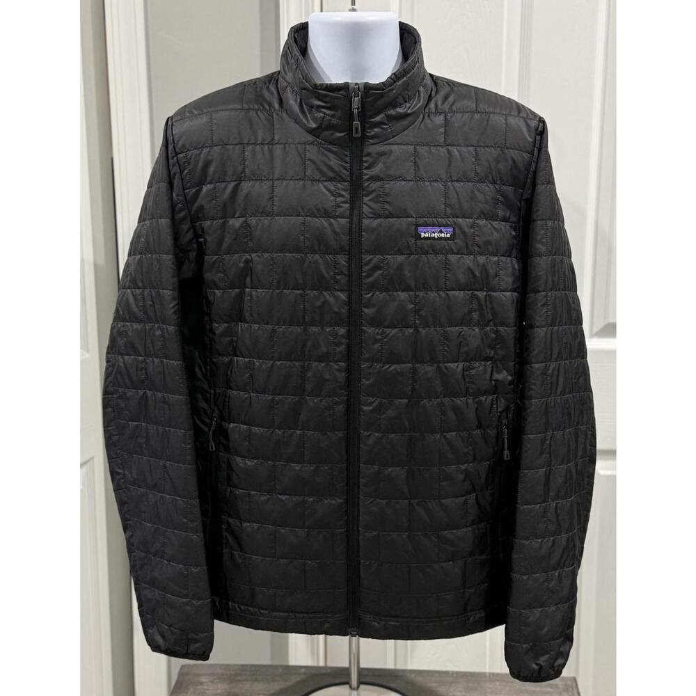 Men's Large Patagonia Nano Puff Insulated Light Weight Full Zip Black Jacke